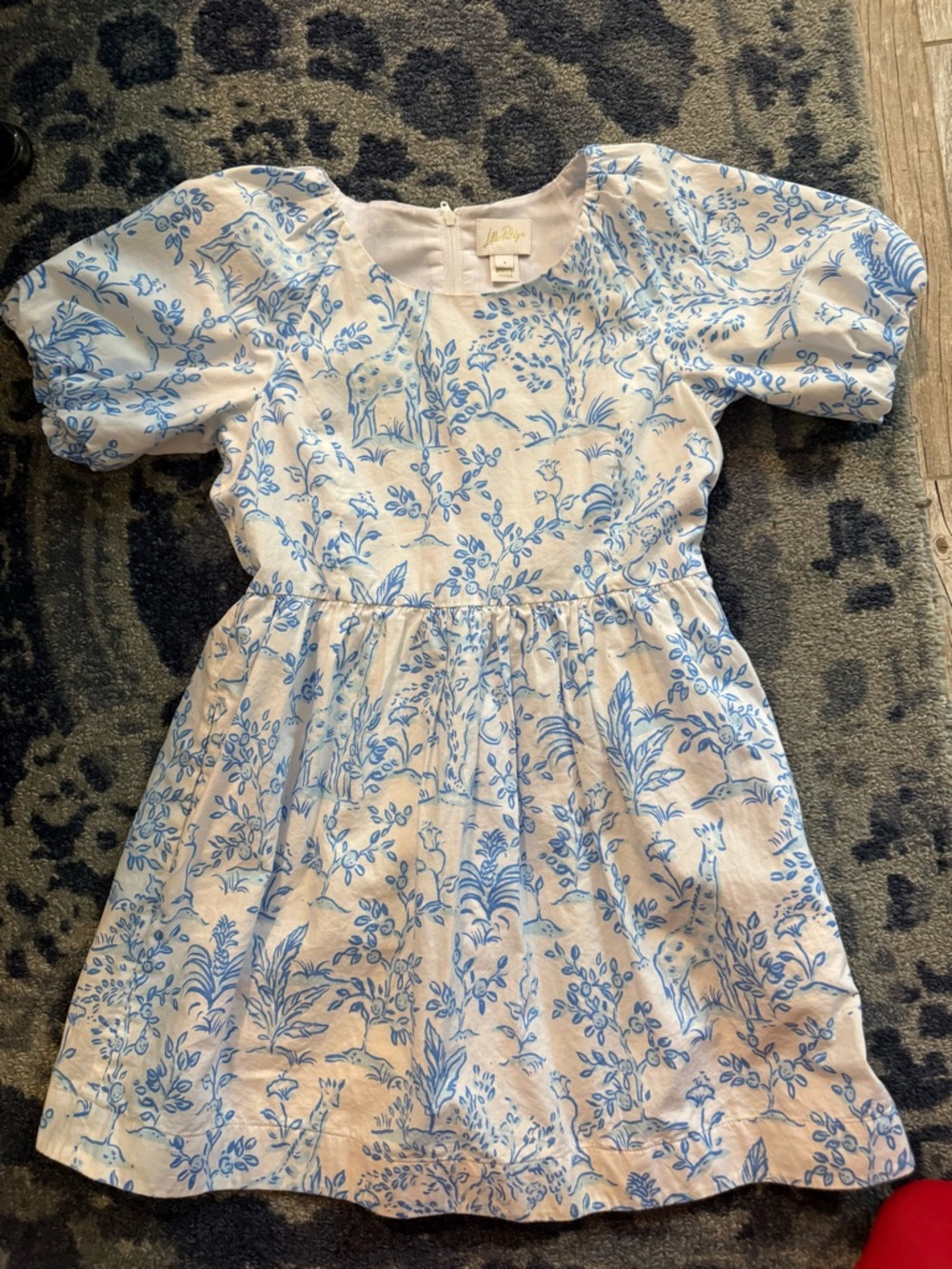 Lilly Pulitzer White Dress with Blue Floral Toile Print
